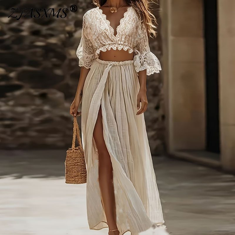 Formal Women'S Wear - Ensemble deux pièces bohème en dentelle