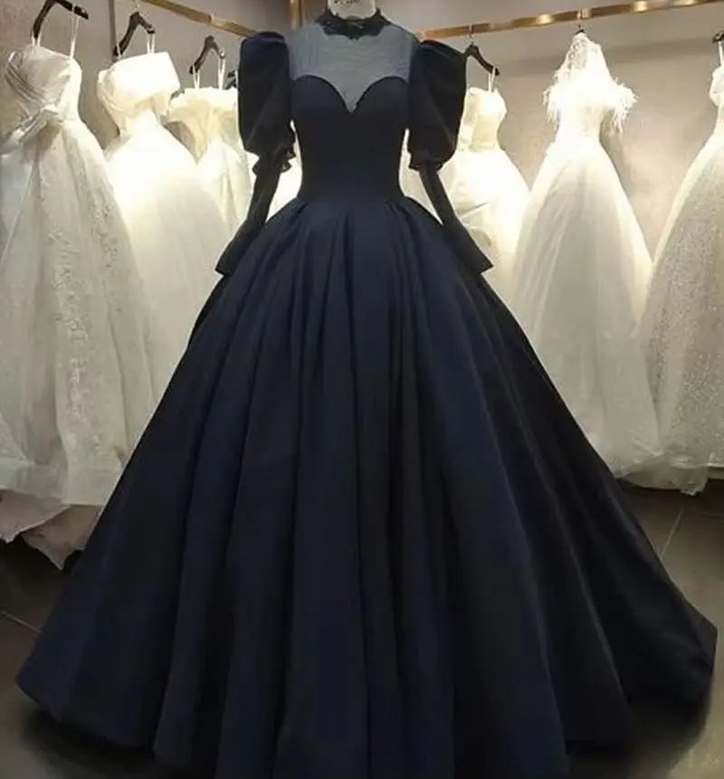 Women'S Gothic Formal Wear - Robe de mariée gothique noire, col