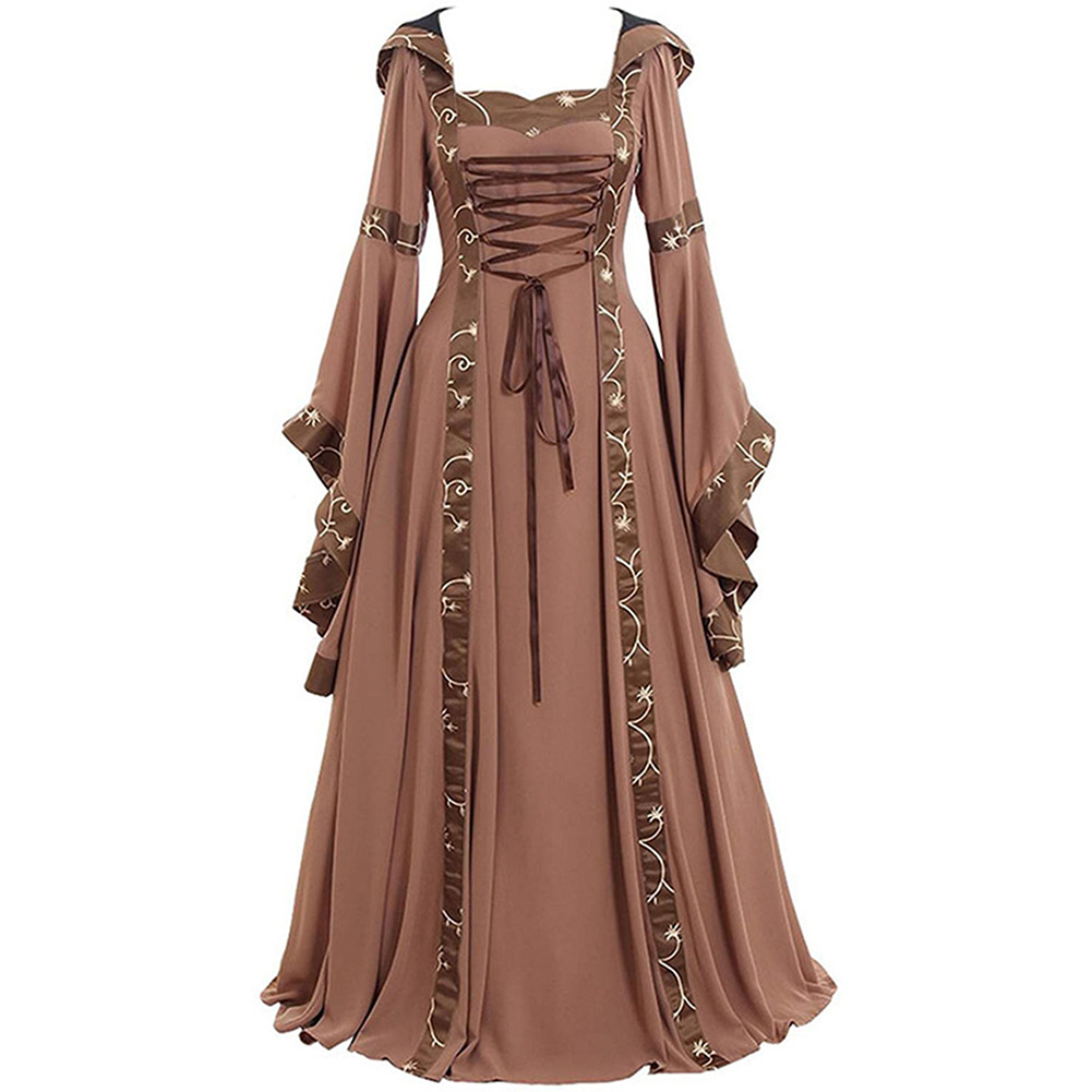 Women'S Gothic Formal Wear - Robe gothique kaki pour femme, manches