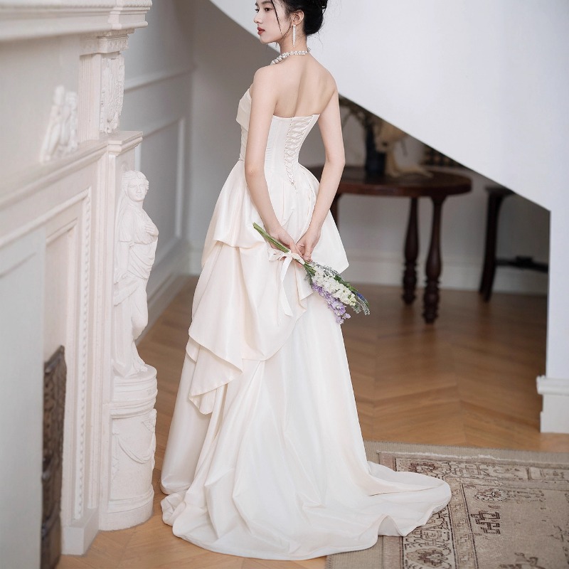Women'S Formal Wear Wedding - Robe de mariée sans bretelles française,