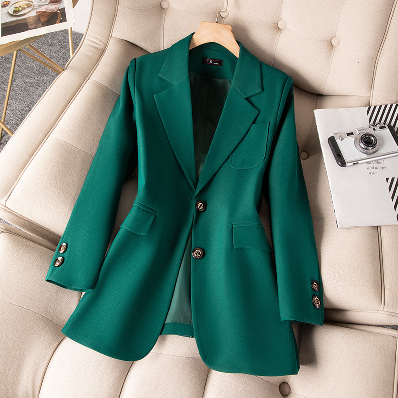 Women'S Green Formal Wear - Veste à boutonnage simple à manches