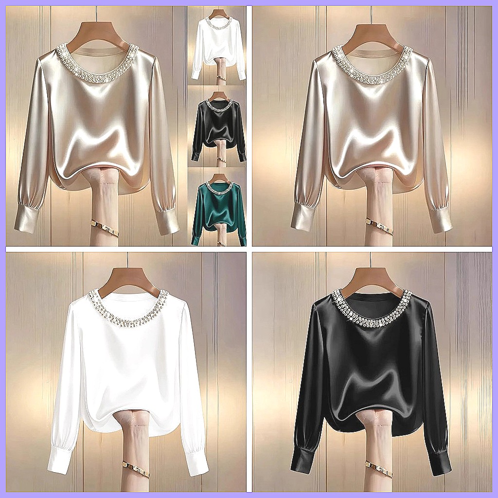 Chemisier élégant en satin per - Silk Blouse Button avis et prix