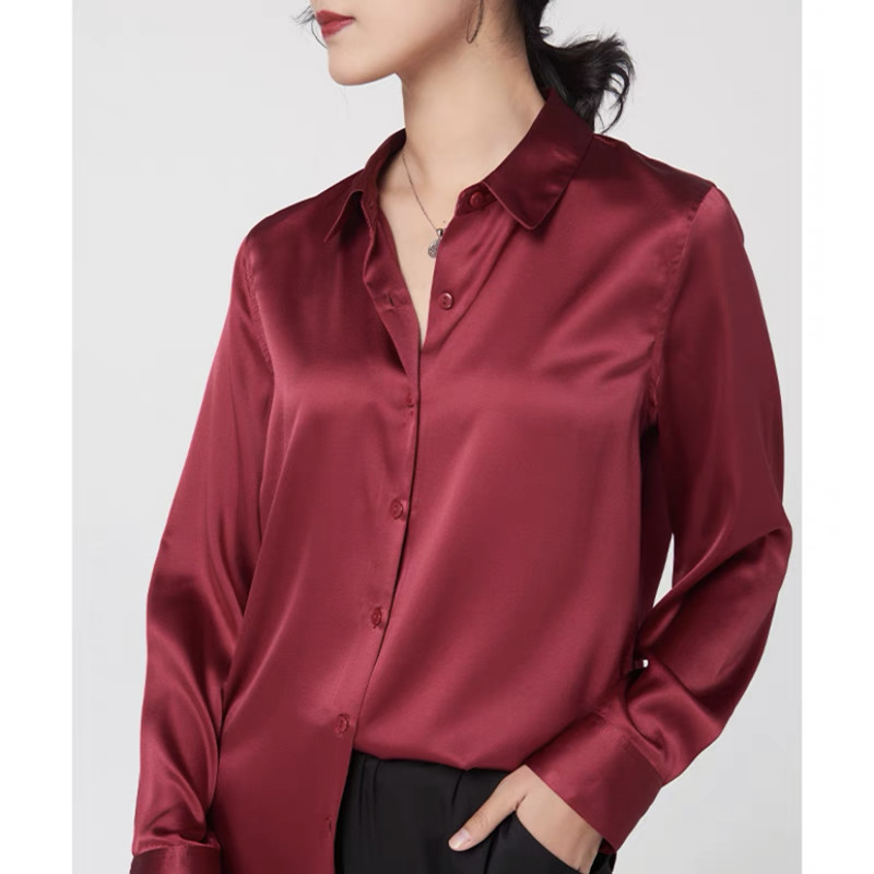 Élégant Satin à manches longue - Silk Blouse Button avis et prix
