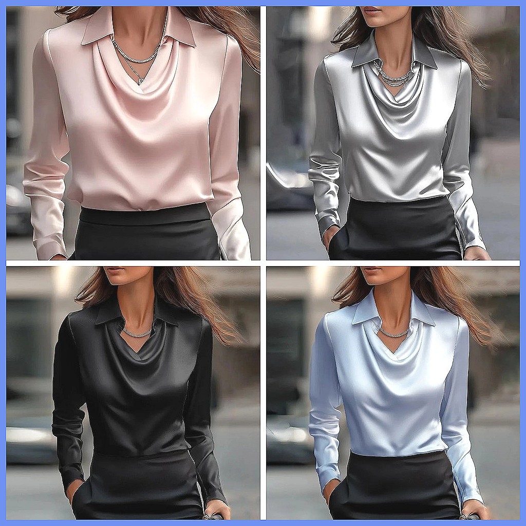 Chemisier Vintage en Satin pou - Silk Blouse Button avis et prix