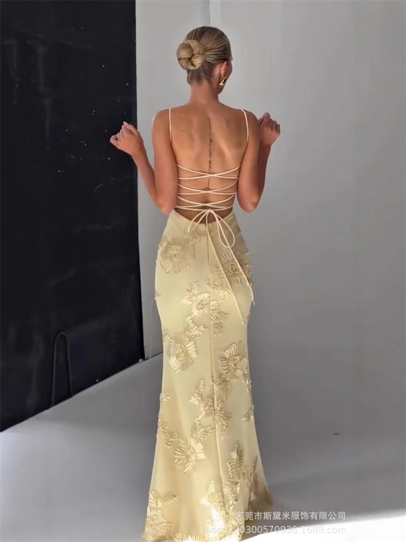 Robe de bal brodée jaune pour  - Women'S Holiday Formal Wear avis et prix